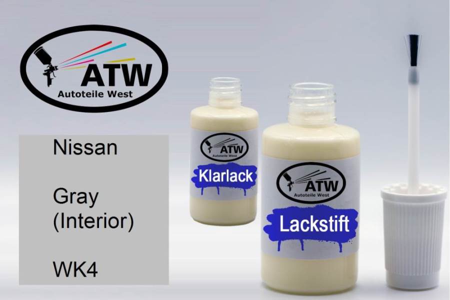 Nissan, Gray (Interior), WK4: 20ml Lackstift + 20ml Klarlack - Set, von ATW Autoteile West.